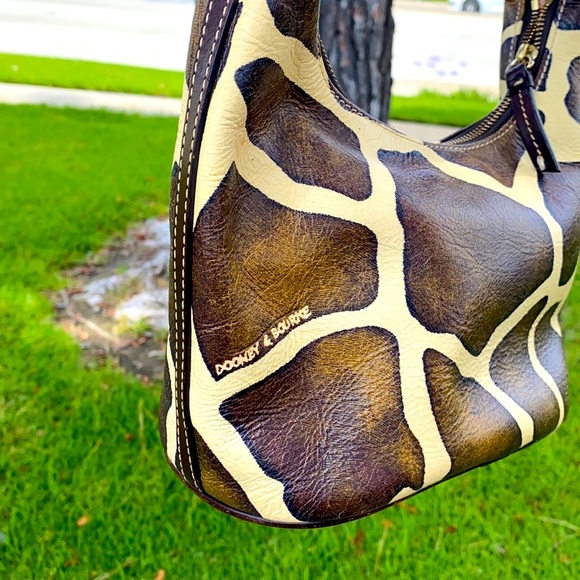 DOONEY & BOURKE BROWN LEATHER GIRAFFE PRINT PURSE SMALL BUCKET SHOULDER BAG - Picture 8 of 15